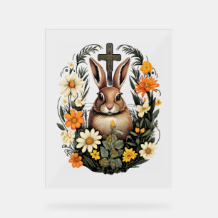 Christlicher Ostertag Kreuzfahrer Osterhasen Kanin Acrylschild