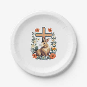 Christlicher Ostertag Kreuzfahrer Osterhasen Kanin Pappteller