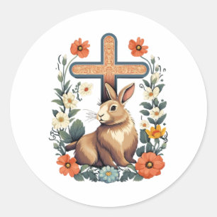 Christlicher Ostertag Kreuzfahrer Osterhasen Kanin Runder Aufkleber