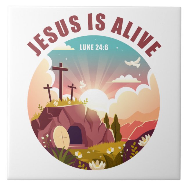 Christlicher Pessach Ostern Jesus leere Tomb und K Fliese (Vorderseite)