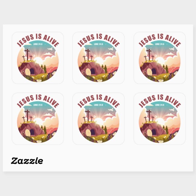 Christlicher Pessach Ostern Jesus leere Tomb und K Quadratischer Aufkleber (Blatt)