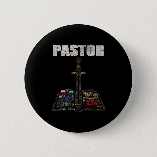 Christlicher Pfarrer Wortwolke Kirche Pastor Schät Button (Vorderseite)