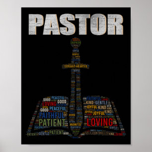 Christlicher Pfarrer Wortwolke Kirche Pastor Schät Poster