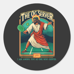 Christlicher Pickleball Jesus Runder Aufkleber