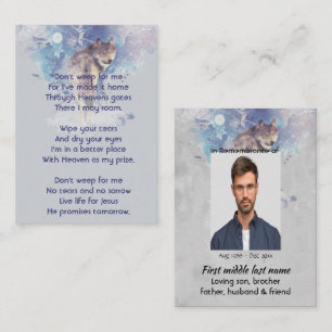 Christlicher Pocket Keepake Memorial Wolf Visitenkarte