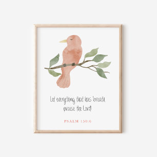 Christlicher Psalm 150:6 Aquarell Vogel Kunst Poster