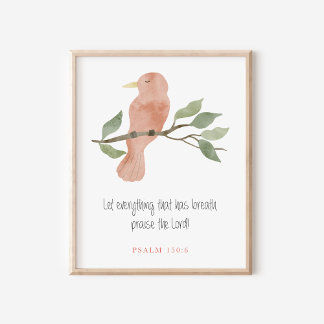 Christlicher Psalm 150:6 Aquarell Vogel Kunst Poster