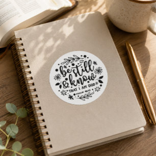 Christlicher Psalm 46 Seid still Runder Aufkleber