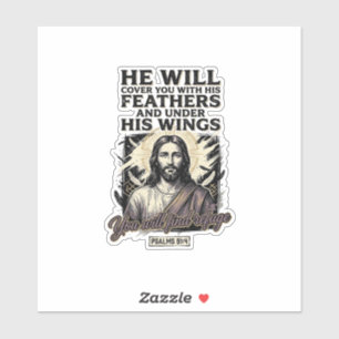 Christlicher Psalm 91_4 Jesus Vintage Gravur Shirt Aufkleber