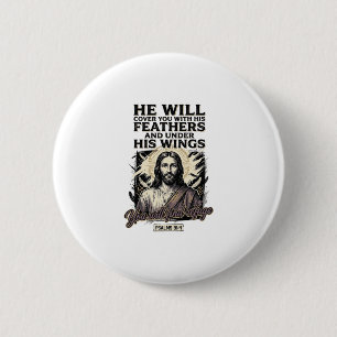 Christlicher Psalm 91_4 Jesus Vintage Gravur Shirt Button