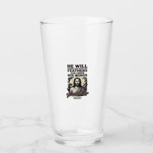 Christlicher Psalm 91_4 Jesus Vintage Gravur Shirt Glas