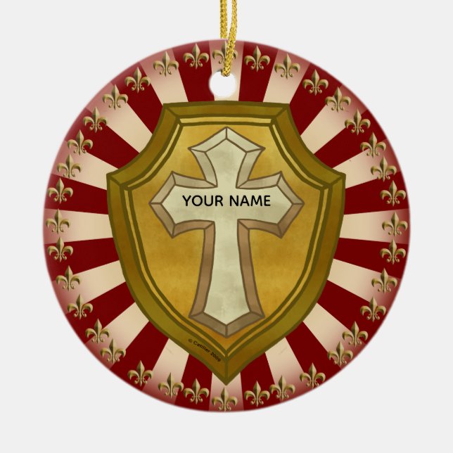 Christlicher Schild Keramik Ornament (Vorne)