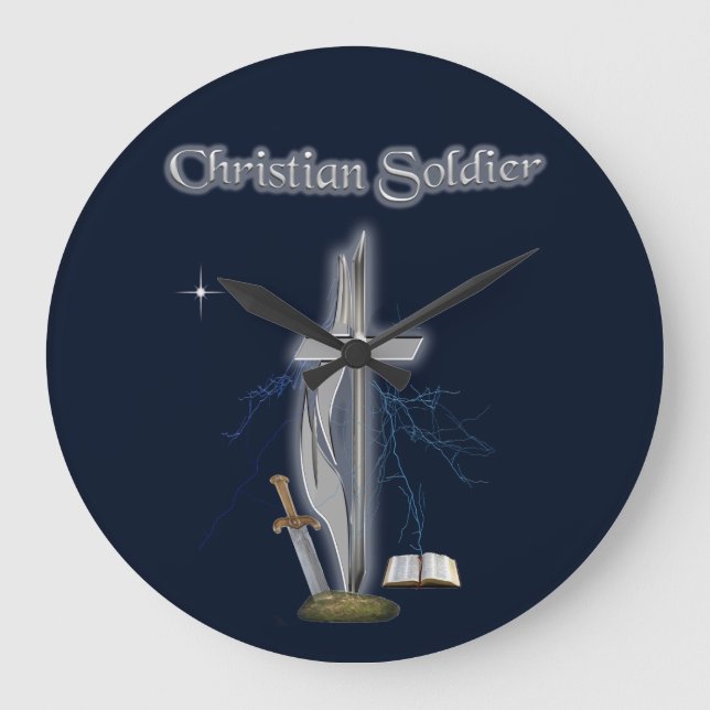 christlicher Soldat Große Wanduhr (Vorderseite)