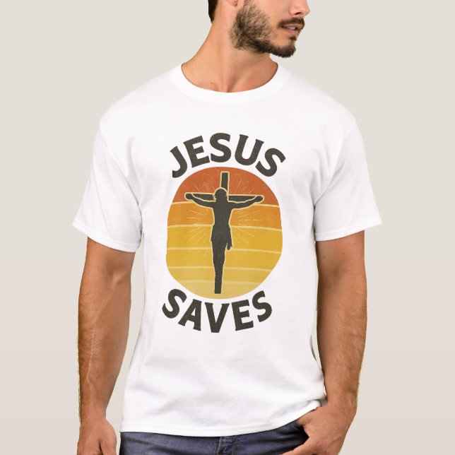 Christlicher T - Shirt Jesus Rette Retro Graphic (Vorderseite)