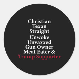 Christlicher Texaner Straight Unwoke Waffenbesitze Runder Aufkleber