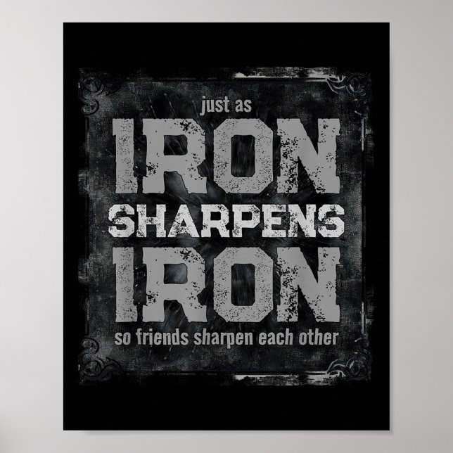 Christlicher Vater Eisen Sharpens Eiserne Schrift  Poster (Vorne)