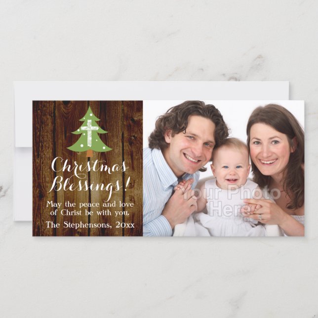 Christlicher Vintager Weihnachtsbaum Feiertagskarte (Vorderseite)