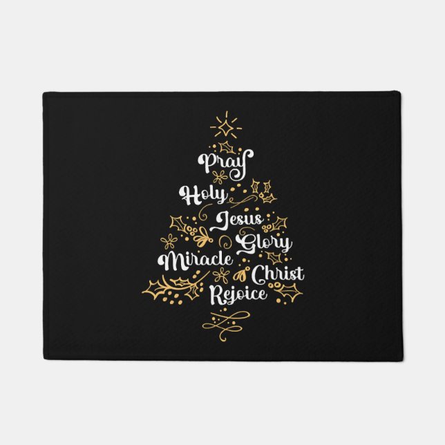 Christlicher Weihnachtsbaum Familienkirche Fußmatte (Vorderseite)