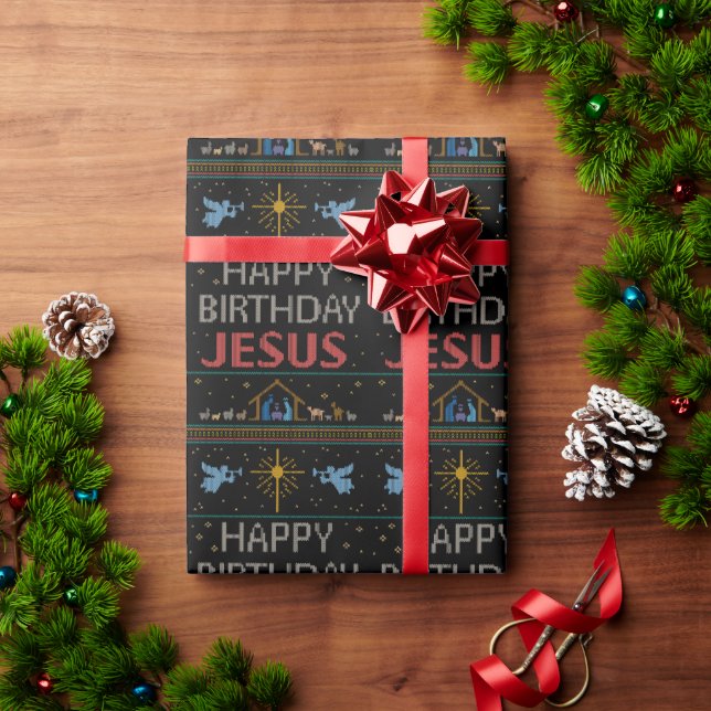 Christlicher Weihnachtskraut Glückwunsch Geburtsta Geschenkpapier (Feiertagsgeschenk)