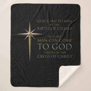 Christlicher Weihnachtsstar Geburt und Kreuz Sherpadecke