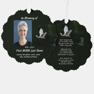 Christlicher Weißer Reiher Vogel Gedenk Andenken Ornament Karte