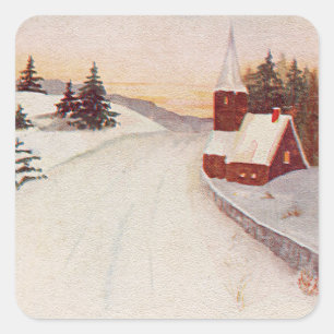 Christlicher Winter Quadratischer Aufkleber