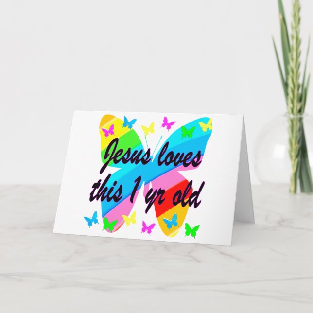 CHRISTLICHES 1 JAHR ALTES BUTTERFLY GEBURTSTAG-DES KARTE (Vorderseite)