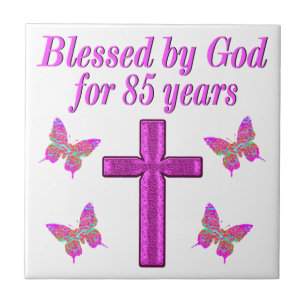 CHRISTLICHES 85. GEBURTSTAGES PINK CROSS DESIGN FLIESE
