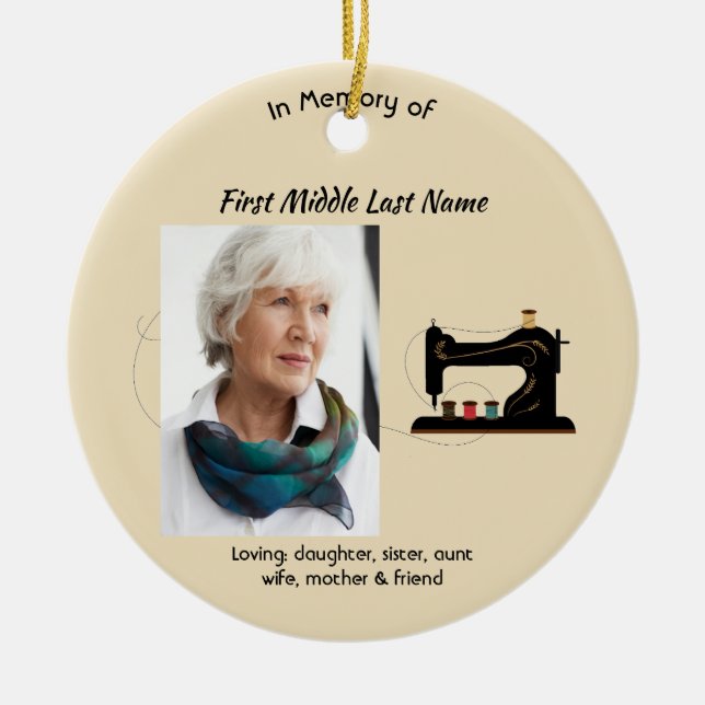 Christliches Andenken für Schneiderinnen Keramik Ornament (Vorne)