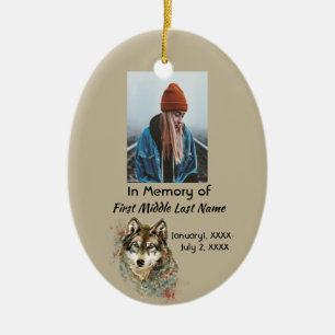 Christliches Andenken Gedenk-Wasserfarben-Wolf Keramik Ornament
