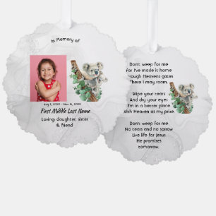 Christliches Andenken Süßer Koala Kinder Ornament Karte