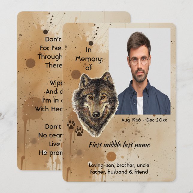 Christliches Andenken Wolf Wölfe Tier Einladung (Vorne/Hinten)