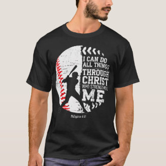 Christliches Baseball Ich kann alle Dinge religiös T-Shirt