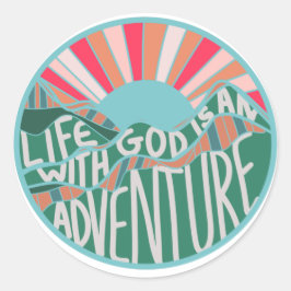 Christliches Bergabenteuer Runder Aufkleber