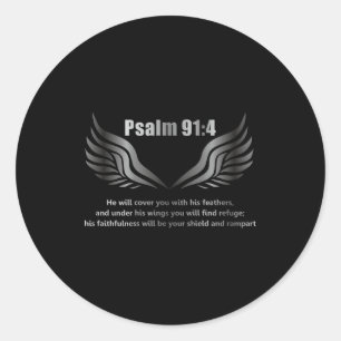 Christliches Bibelvers-Zitat Psalm 91 4 Design Auf Runder Aufkleber