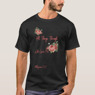 Christliches Bibelvers-Zitat Rose retro T-Shirt