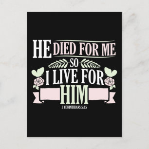 Christliches Bibelverse 2 Korinther 5:15 Feiertagspostkarte