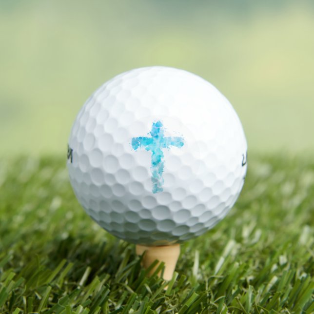 Christliches blaues Wasserfarbkreuz Golfball (Insitu T-Shirt)