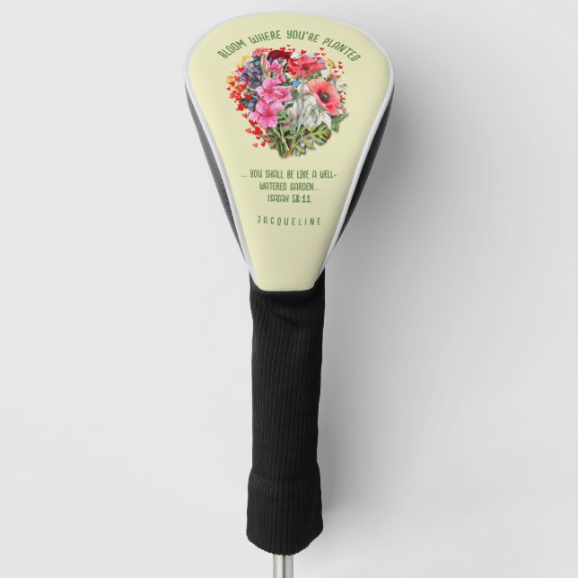 Christliches BLOOM, IN DEM SIE PLANTIERT SIND Golf Headcover (Vorderseite)