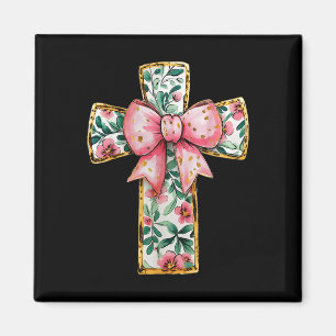 Christliches Blumenkochett Bow Pink Religiös Magnet