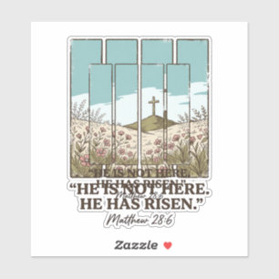 Christliches Blumenkreuz Matthäus 28_6 Vintage Aufkleber