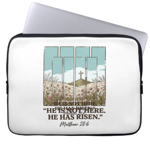 Christliches Blumenkreuz Matthäus 28_6 Vintage Laptopschutzhülle