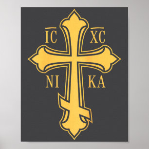 Christliches byzantinisches Kreuz Ic Xc Nika - Jes Poster