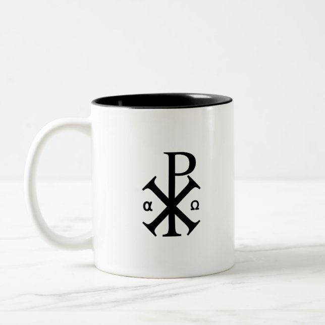 Christliches Chi-Rho-Symbol Zweifarbige Tasse (Links)