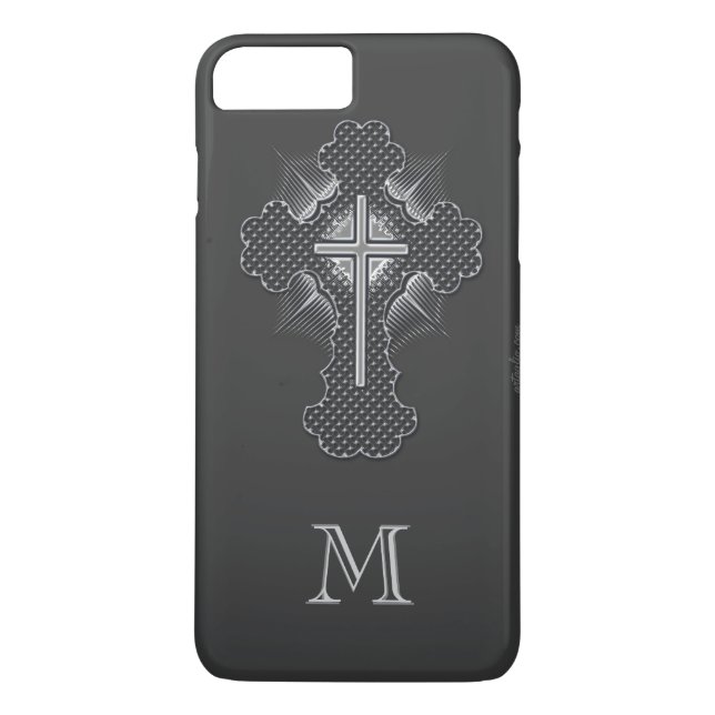 Christliches Chromkreuz-Graumonogramm Case-Mate iPhone Hülle (Rückseite)