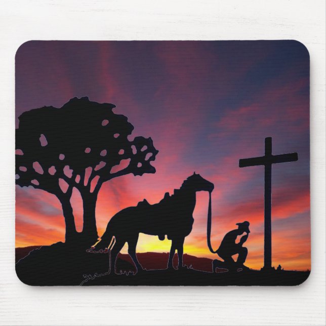 Christliches Cowboypferd, das am Mousepad (Vorne)