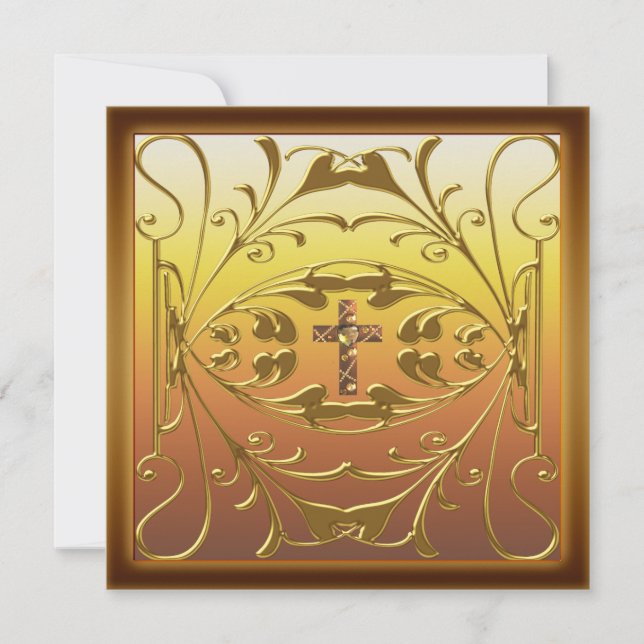 Christliches Cross 50. Hochzeitstag Party Inv. Einladung (Vorderseite)