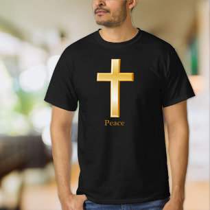 Christliches Cross-Gold-Symbol T-Shirt