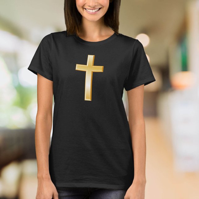 Christliches Cross-Gold-Symbol T-Shirt (The cross is a central symbol of peace and the Christian faith. )