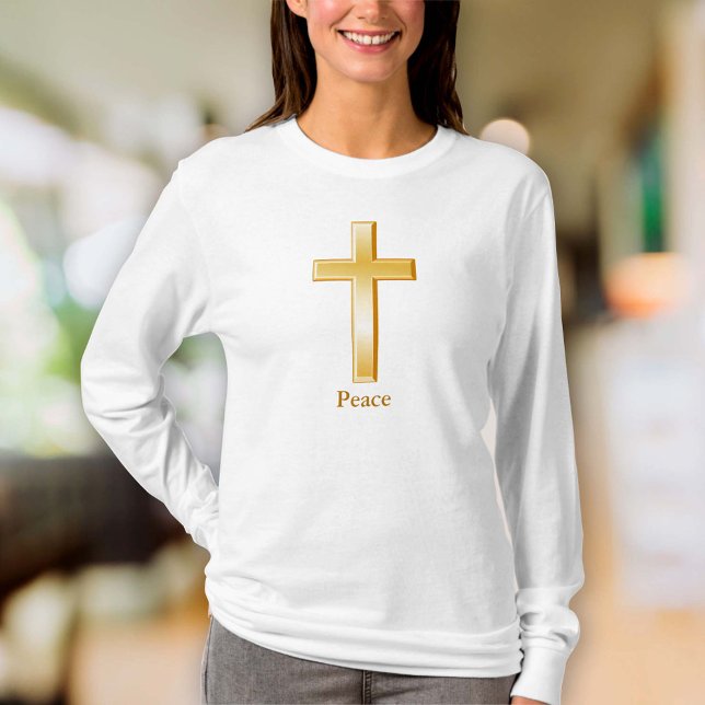 Christliches Cross-Gold-Symbol T-Shirt (The gold cross is a religious symbol of the Christian faith. )